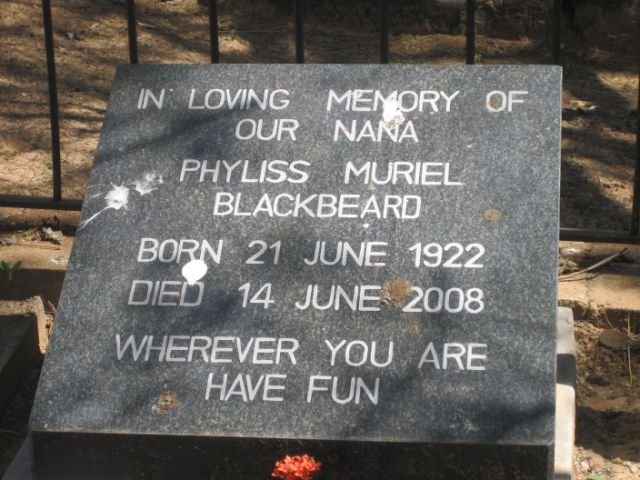 BLACKBEARD Phyliss Muriel 1922-2008