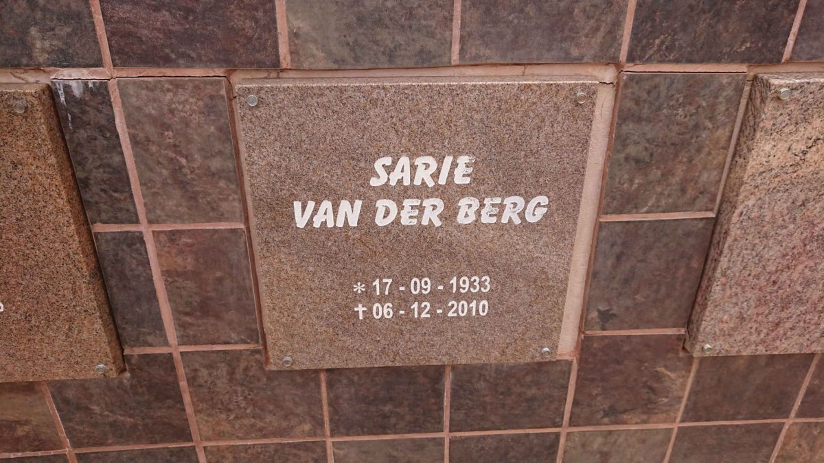 BERG Sarie, van der 1933-2010