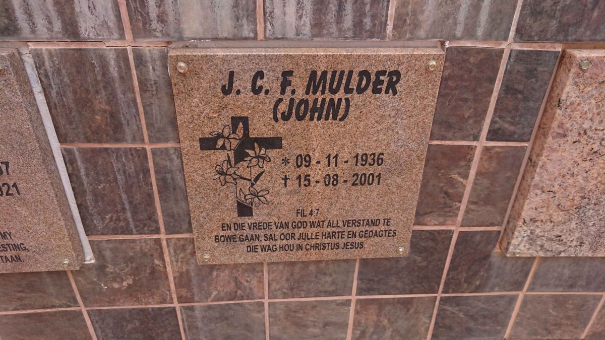MULDER J.C.F. 1936-2001