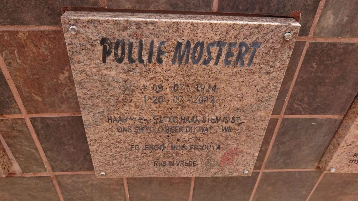 MOSTERT Pollie 1934-2012