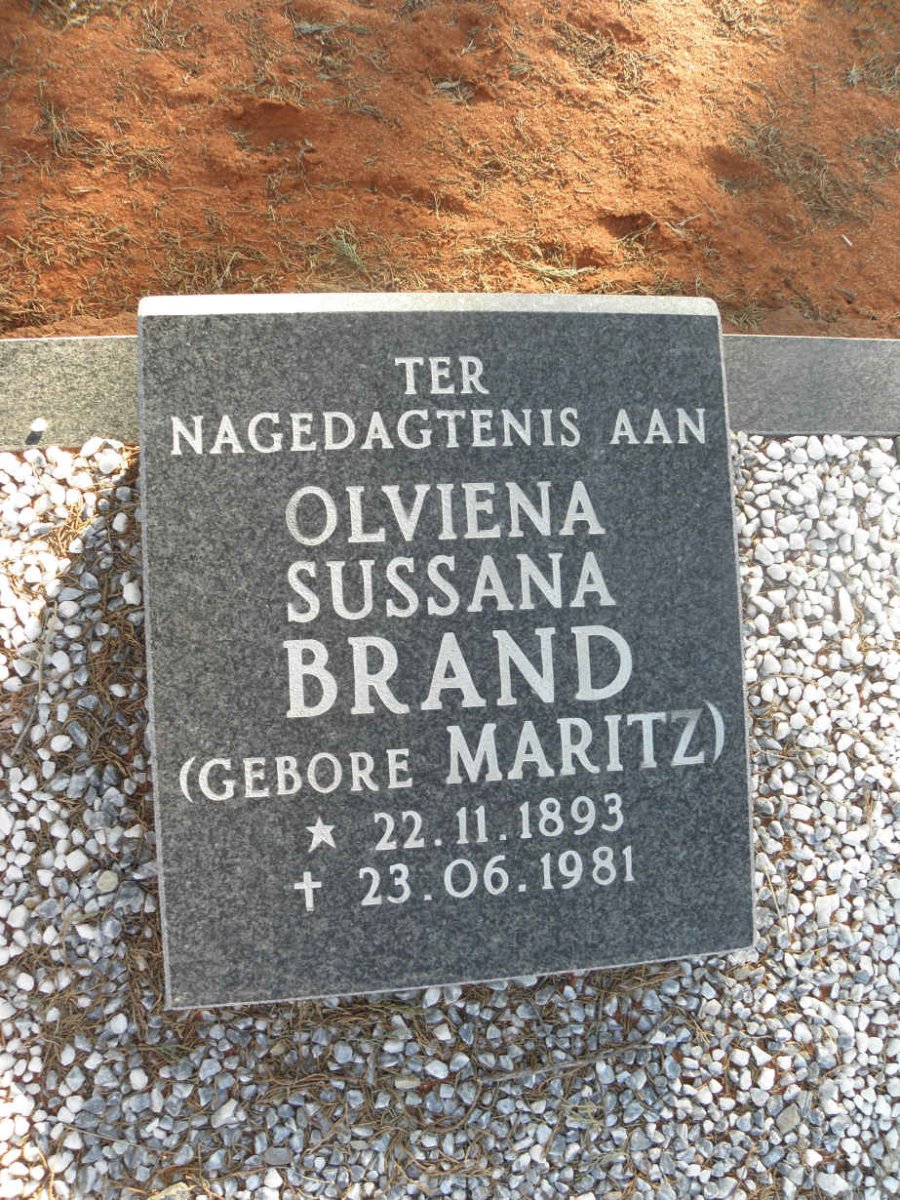 BRAND Olviena Sussana nee MARITZ 1893-1981
