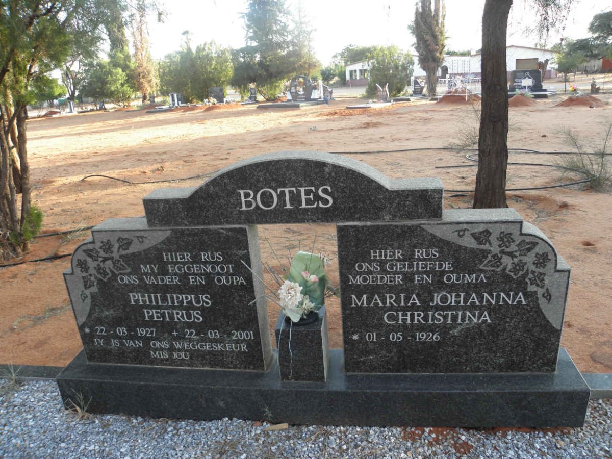 BOTES Philippus Petrus 1927-2001 &amp; Maria Johanna Christina 1926-