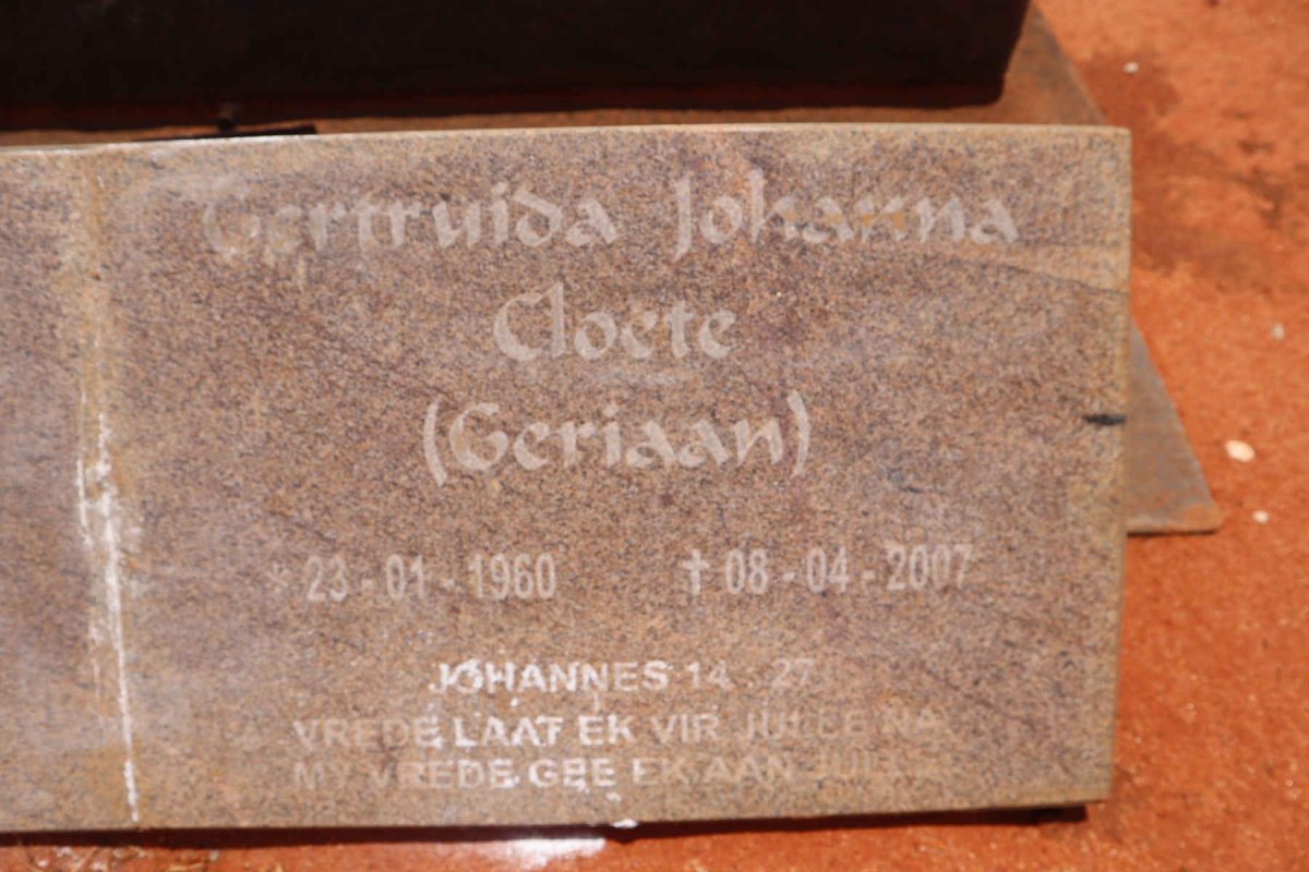 CLOETE Gertruida Johanna 1960-2007