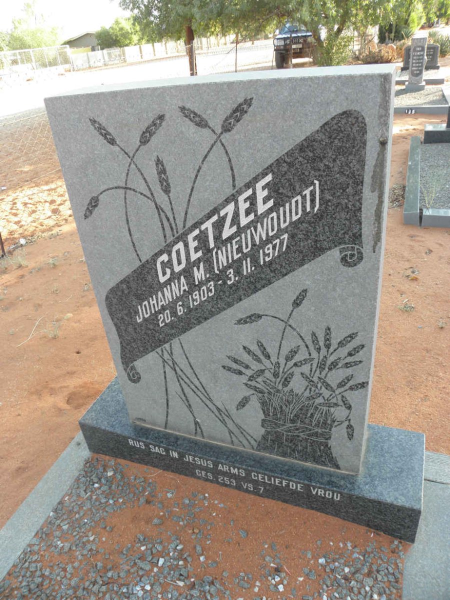 COETZEE Johanna M. nee NIEUWOUDT 1903-1977