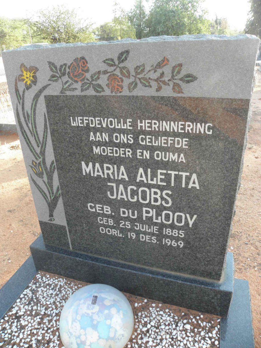 JACOBS Maria Aletta nee DU PLOOY 1885-1969