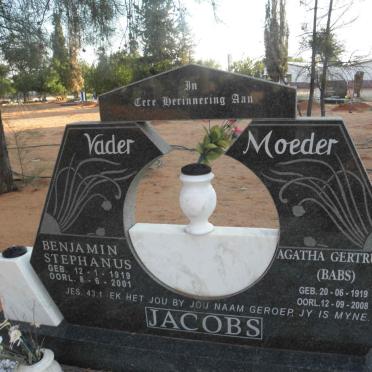 JACOBS Benjamin Stephanus 1919-2001 &amp; Agatha Gertruida 1919-2008