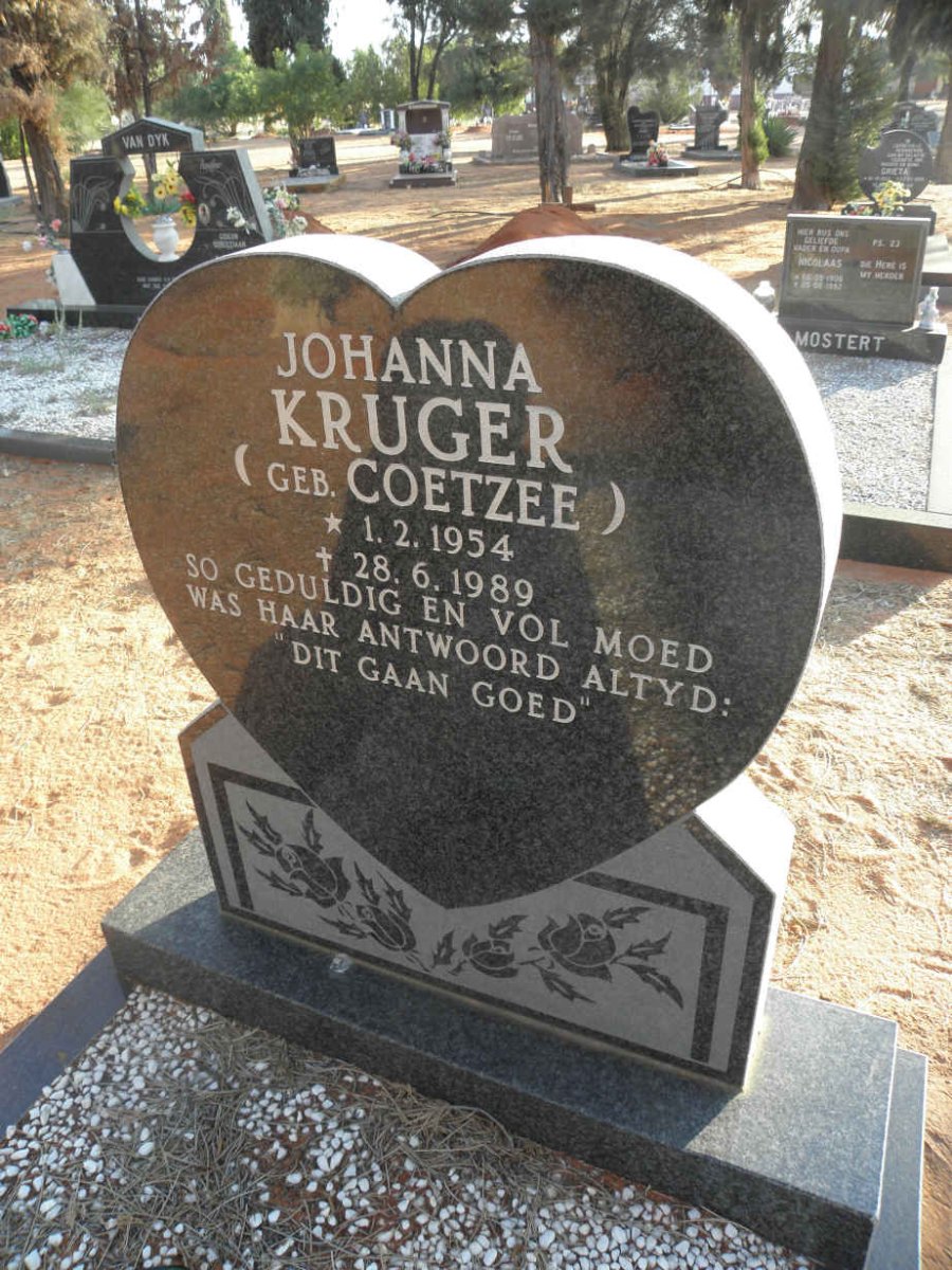 KRUGER Johanna nee COETZEE 1954-1989