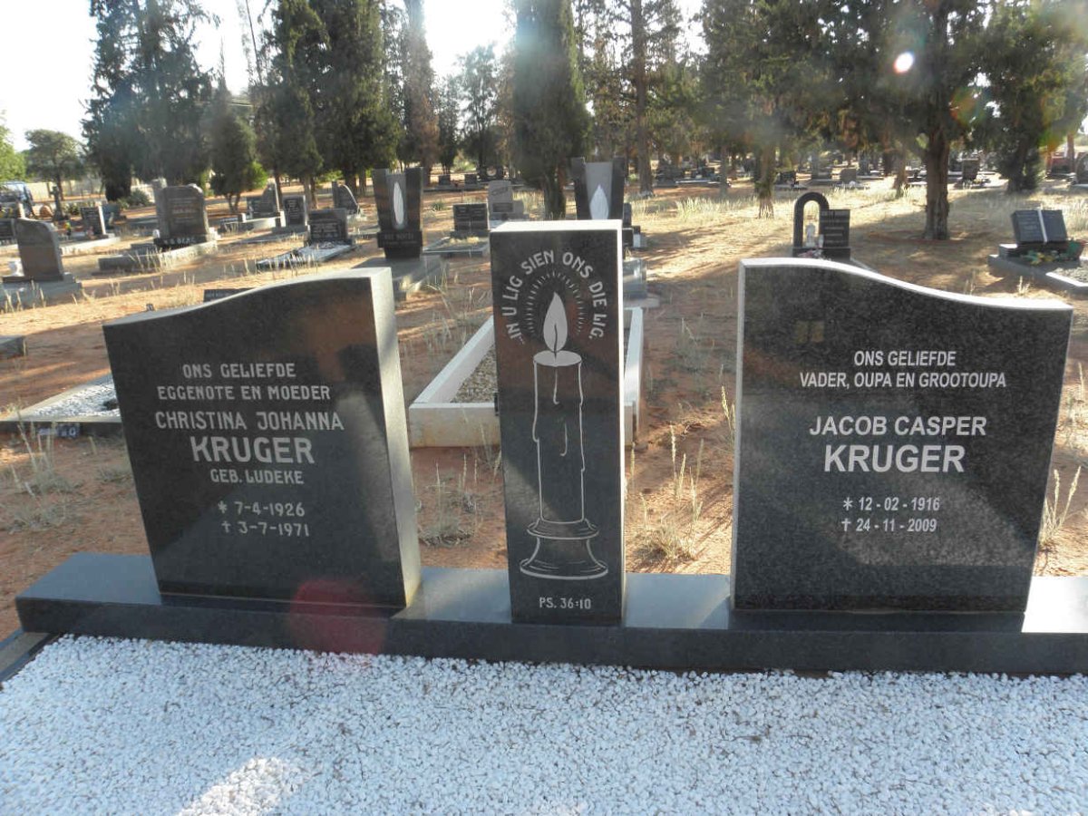 KRUGER Jacob Casper 1916-2009 &amp; Christina Johanna LUDEKE 1926-1971