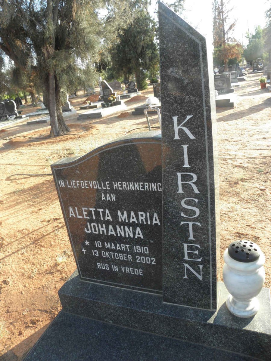 KIRSTEN Aletta Maria Johanna 1910-2002