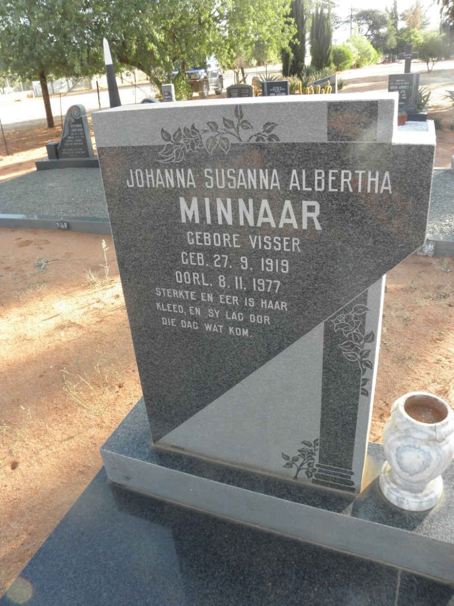 MINNAAR Johanna Susanna Albertha nee VISSER 1919-1977