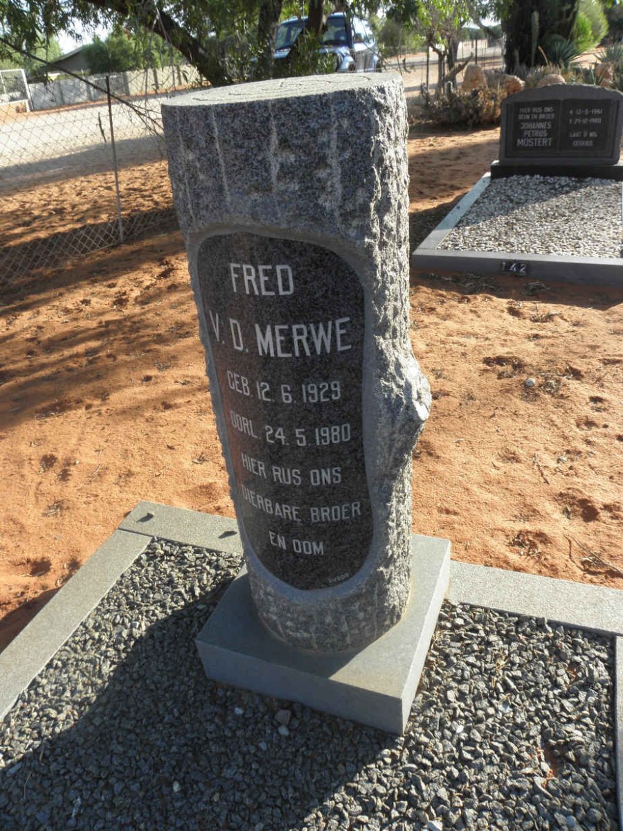 MERWE Fred, v.d. 1929-1980