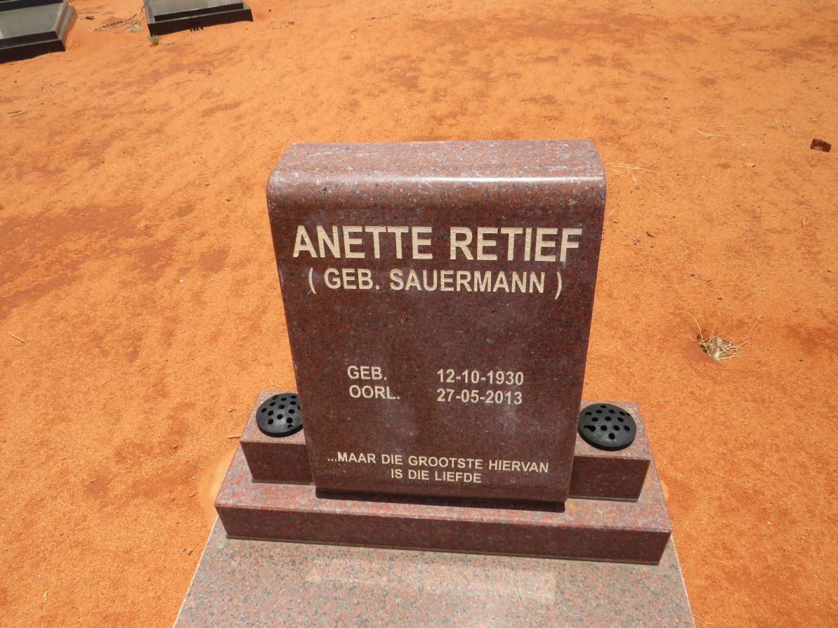 RETIEF Anette nee SAUERMANN 1930-2013