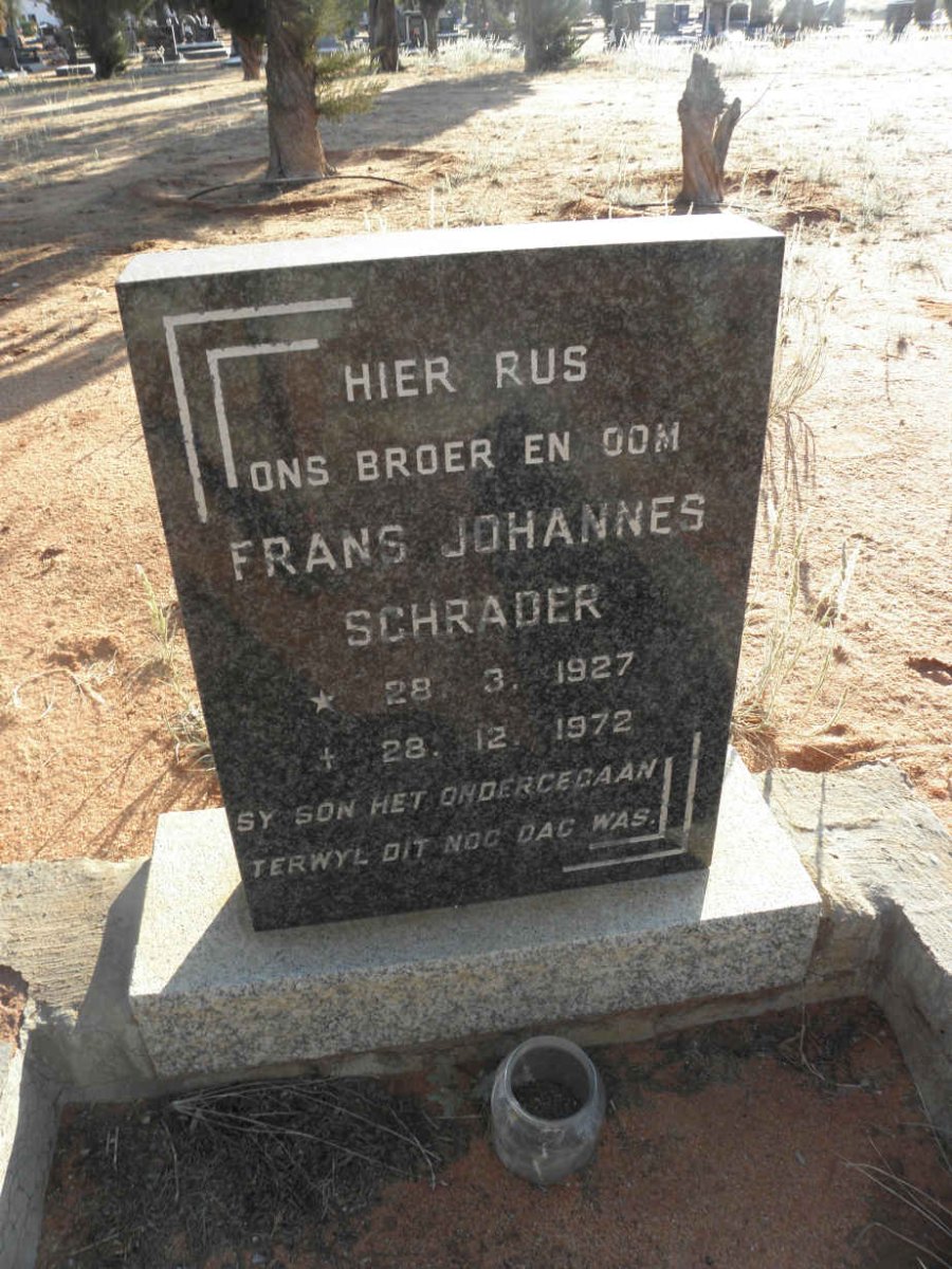 SCHRADER Frans Johannes 1927-1972