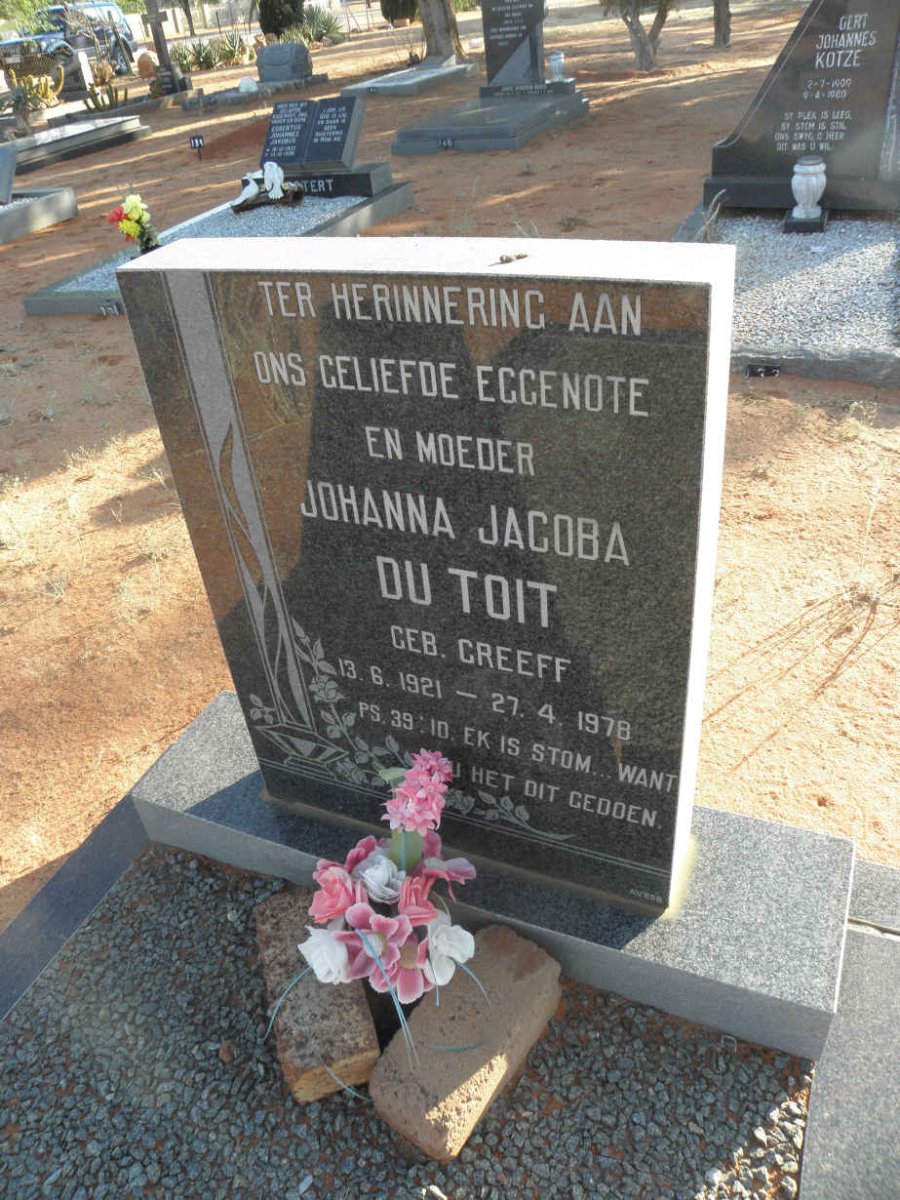 TOIT Johanna Jacoba, du nee GREEFF 1921-1978