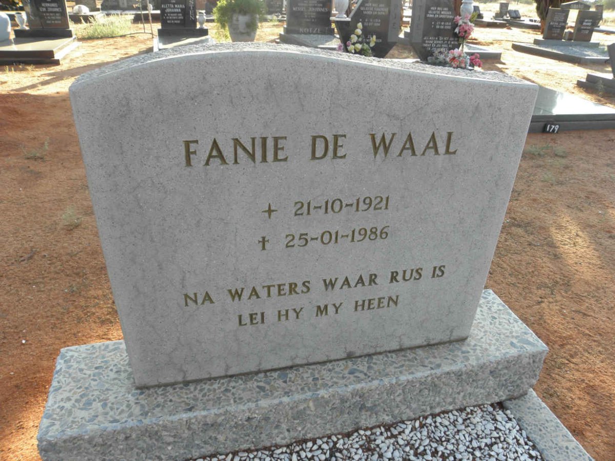 WAAL Fanie, de 1921-1986
