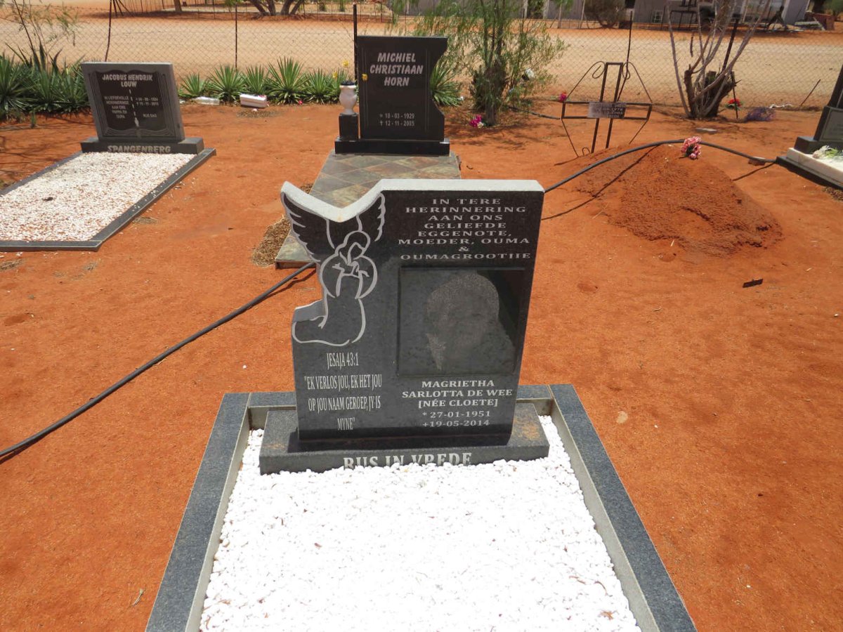 WEE Magrietha Sarlotta, de nee CLOETE 1951-2014
