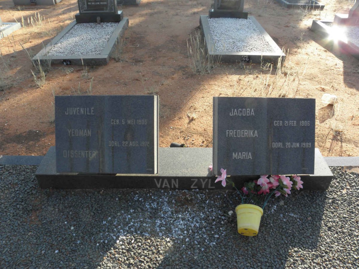 ZYL Juvenile Yeoman Dissenter, van 1905-1972 &amp; Jacoba Frederika Maria 1906-1989