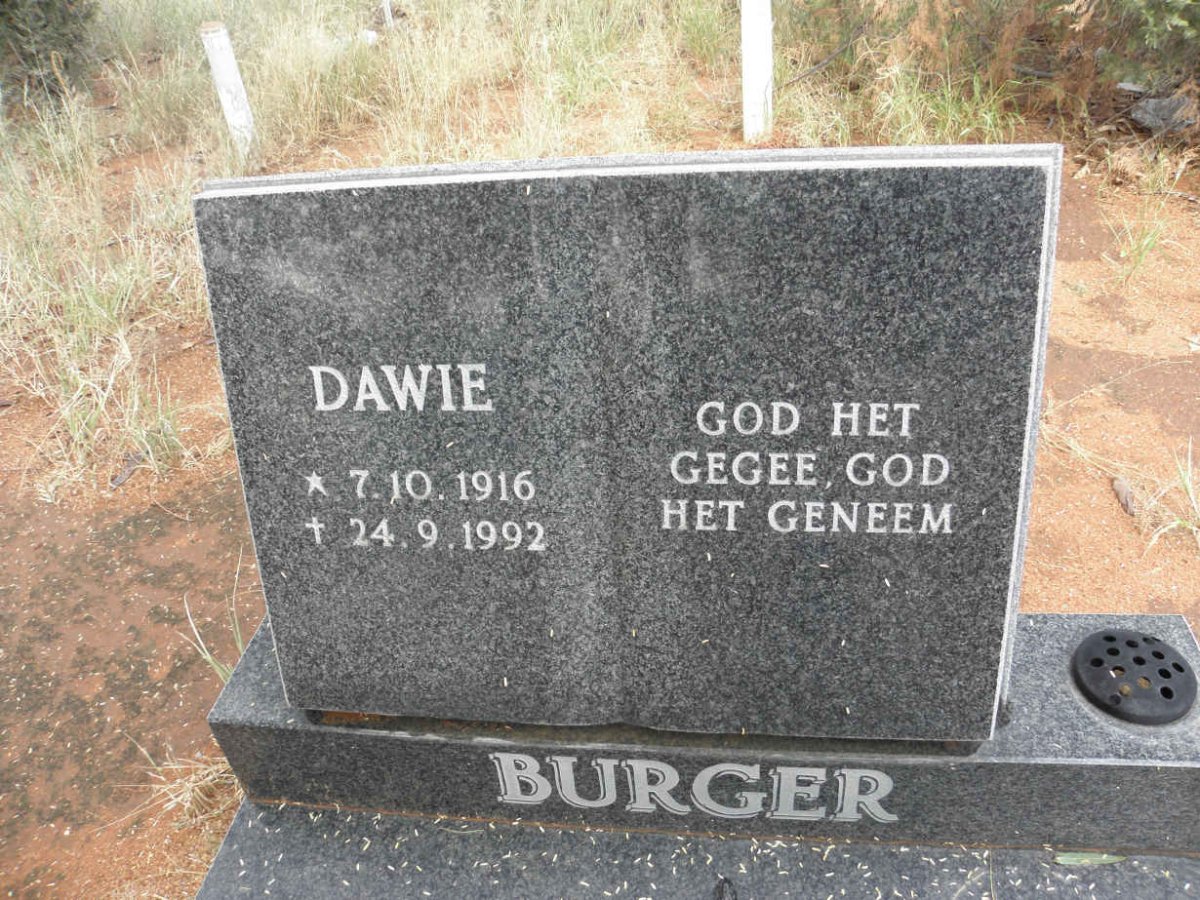BURGER Dawie 1916-1992