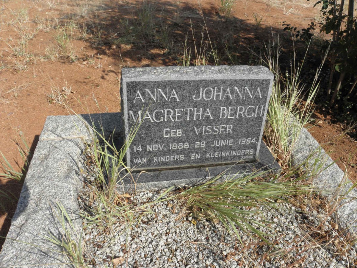 BERGH Anna Johanna Magretha nee VISSER 1888-1954