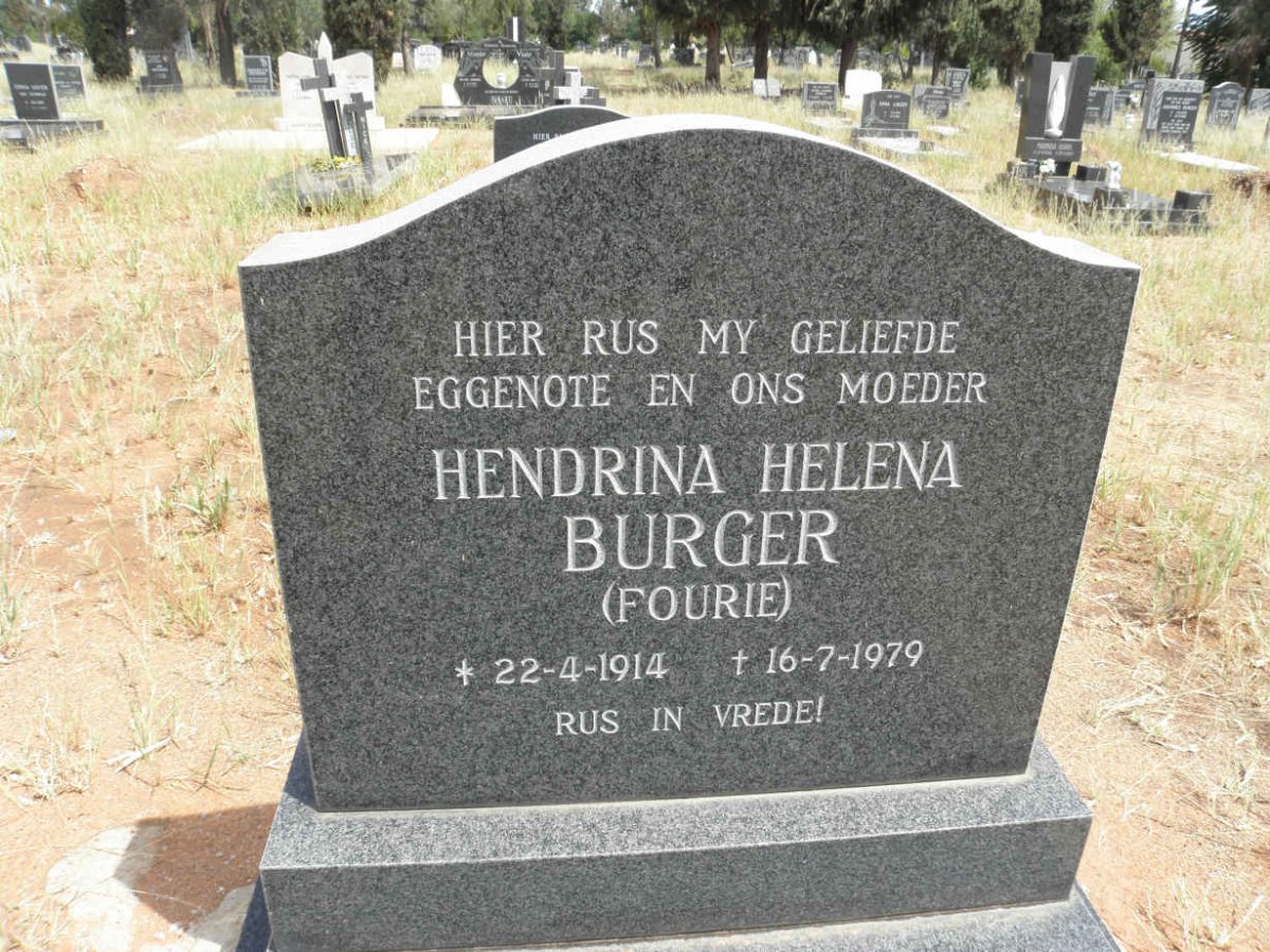 BURGER Hendrina Helena nee FOURIE 1914-1979