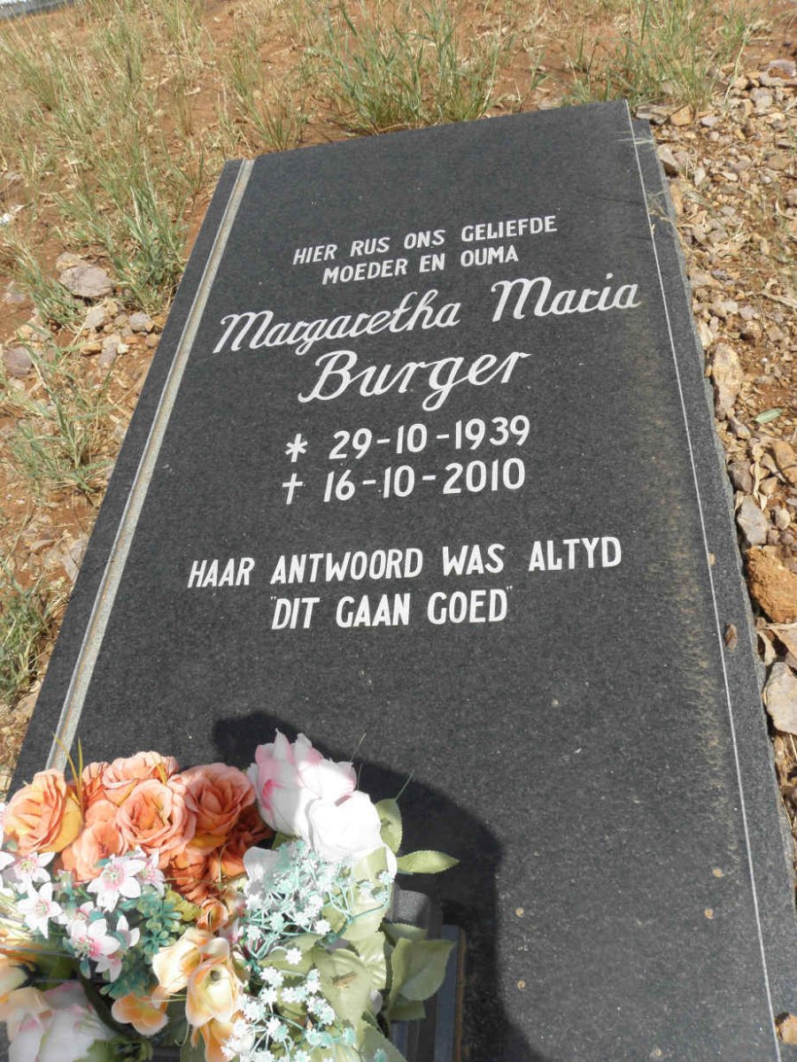 BURGER Margaretha Maria 1939-2010