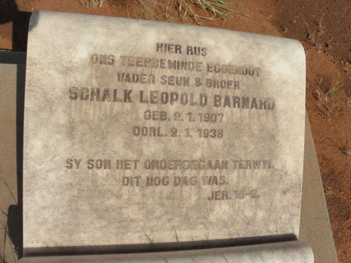 BARNARD Schalk Leopold 1907-1938