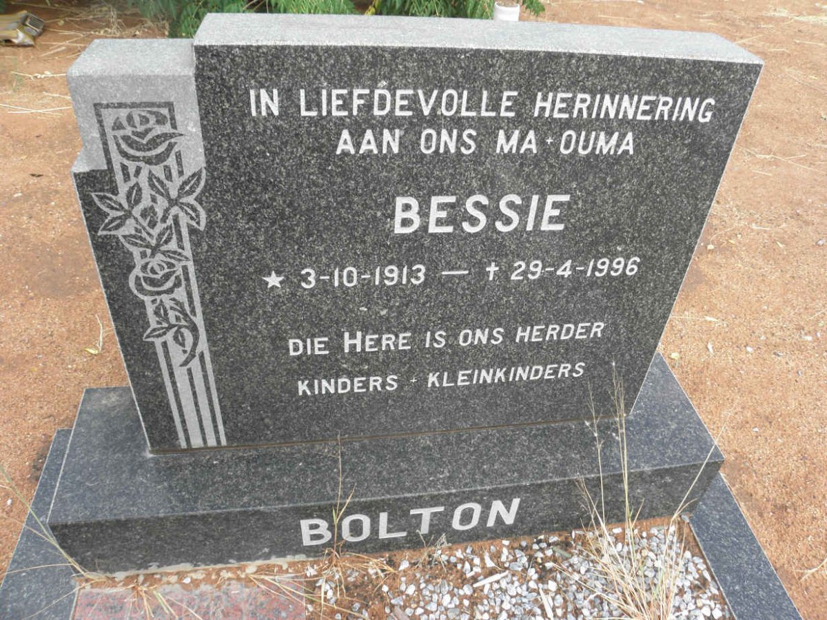 BOLTON Bessie 1913-1996 :: BOLTON Barry 1944-1999
