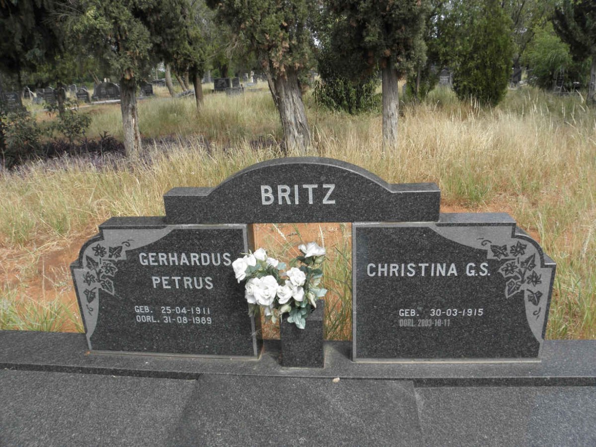 BRITZ Gerhardus Petrus 1911-1989 &amp; Christina G.S. 1915-2003