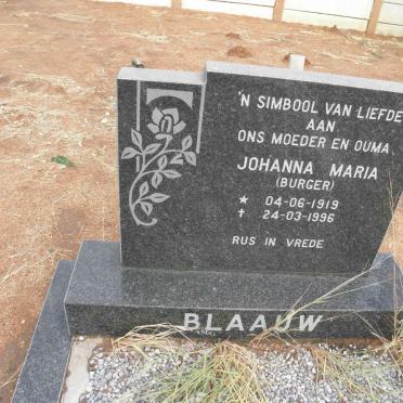 BLAAUW Johanna Maria nee BURGER 1919-1996