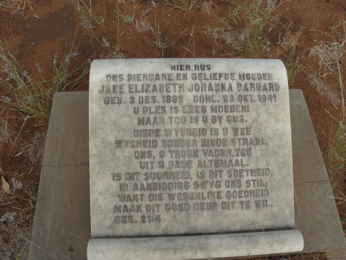 BARNARD Jane Elizabeth Johanna 1882-1941