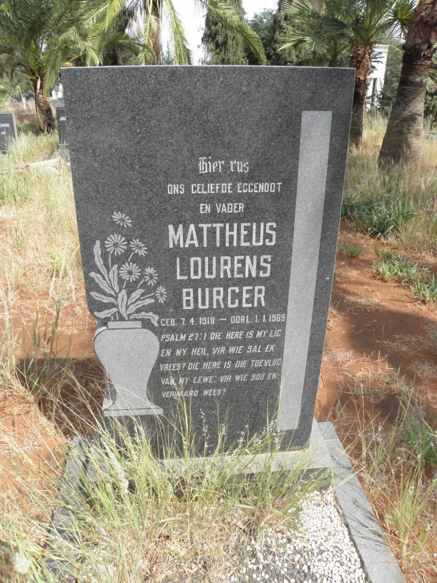 BURGER Mattheus Lourens 1918-1989