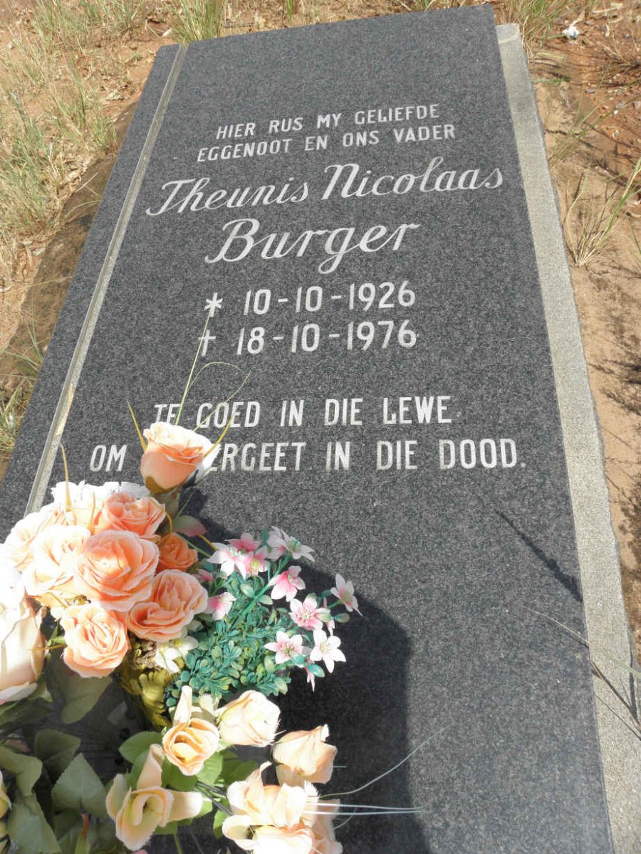 BURGER Theunis Nicolaas 1926-1976