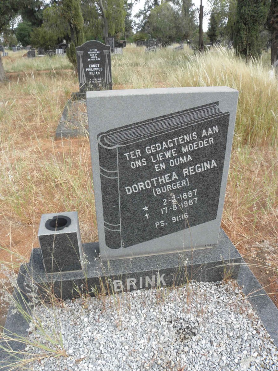 BRINK Dorothea Regina nee BURGER 1887-1987