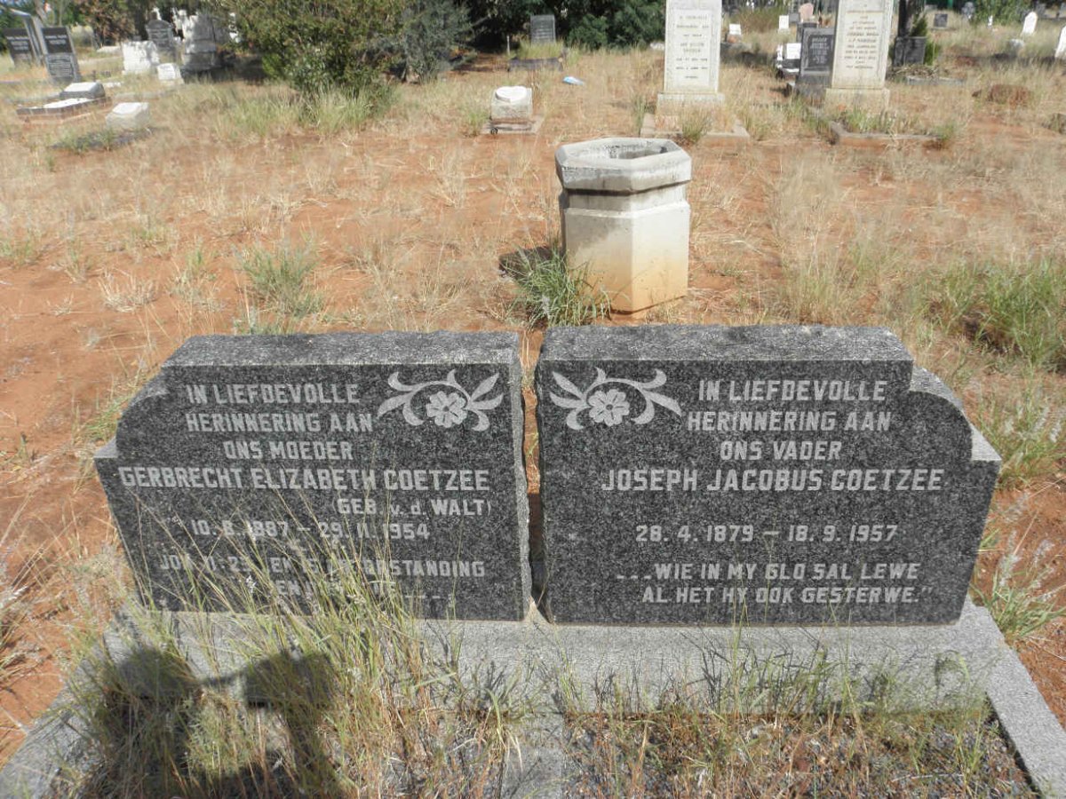 COETZEE Joseph Jacobus 1879-1957 &amp; Gerbrecht Elizabeth v.d. WALT 1887-1954