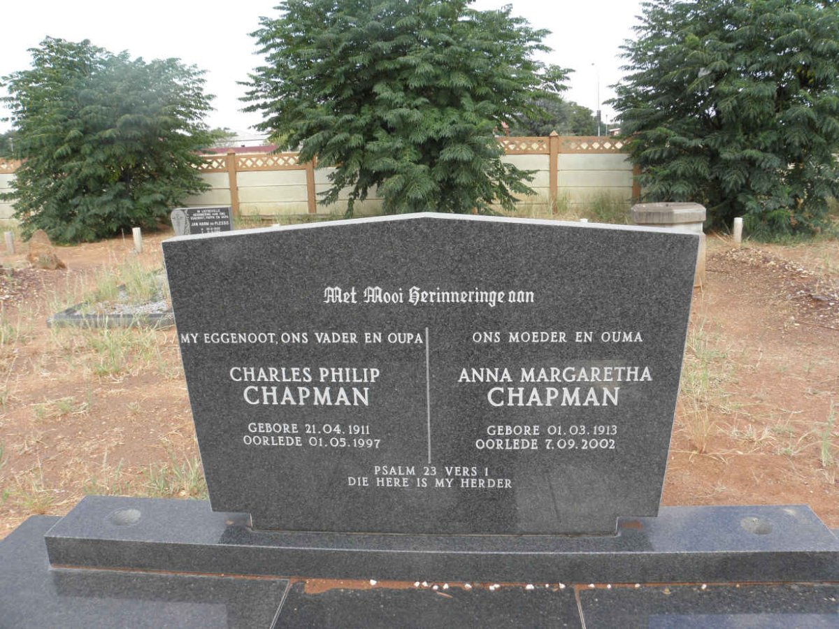 CHAPMAN Charles Philip 1911-1997 &amp; Anna Margaretha 1913-2002
