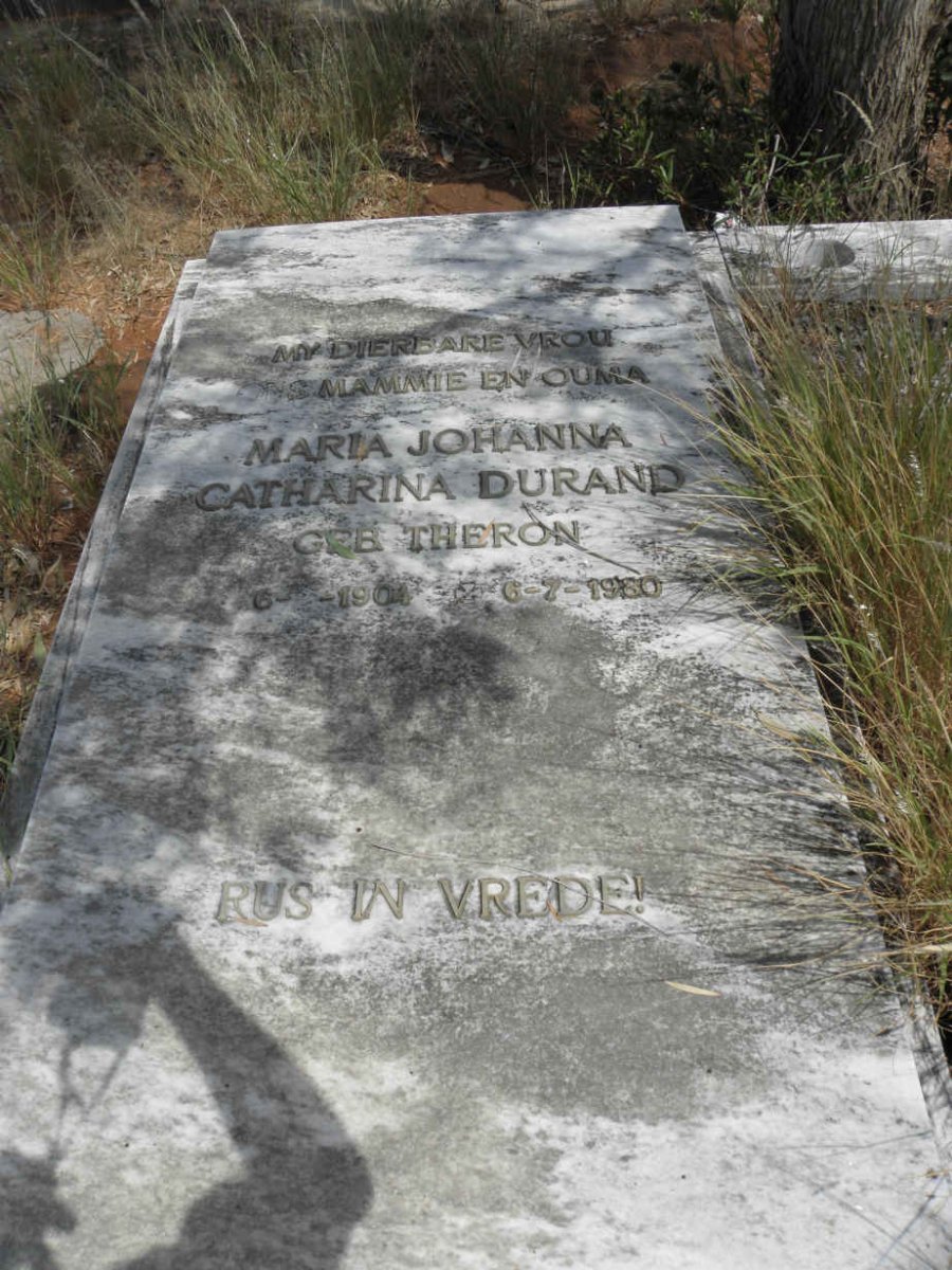 DURAND Maria Johanna Catharina nee THERON 1904-1960