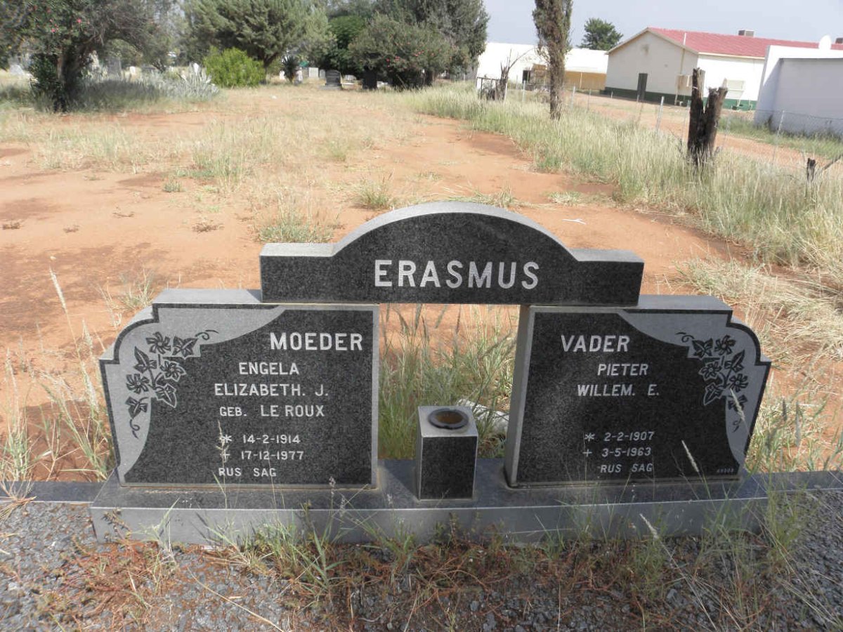 ERASMUS Pieter Willem E. 1907-1963 &amp; Engela Elizabeth J. le ROUX 1914-1977