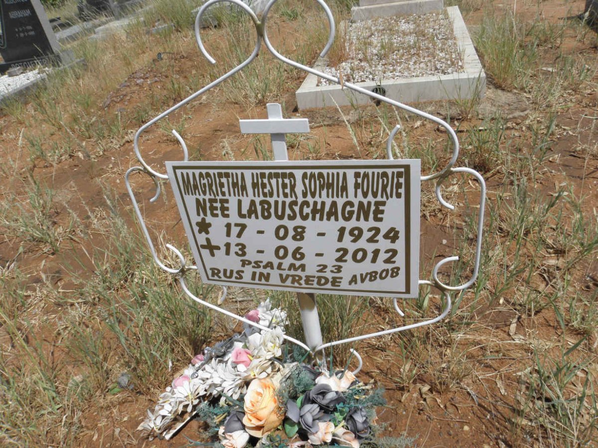 FOURIE Magrietha Hester Sophia nee LABUSCHAGNE 1924-2012