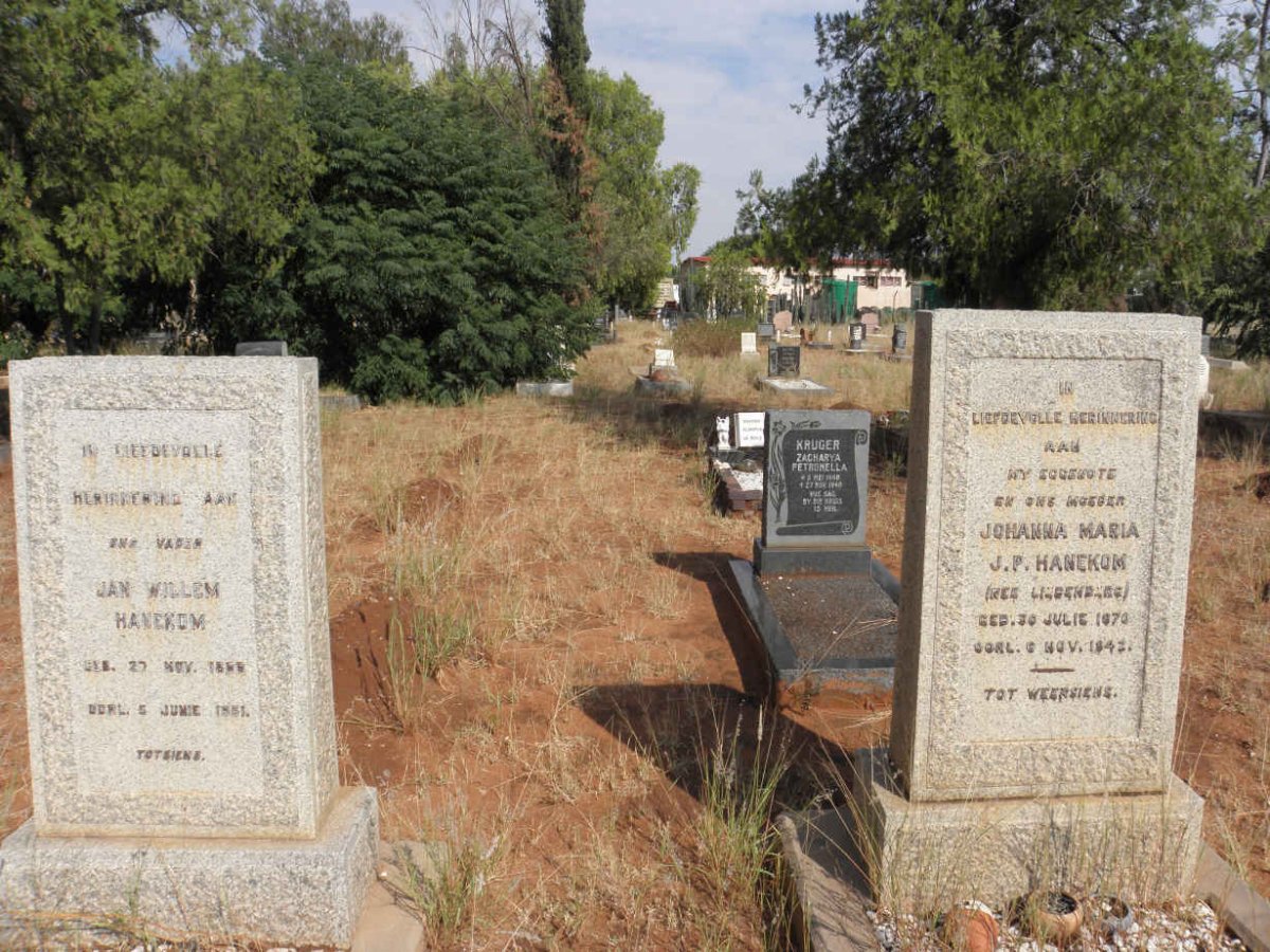 HANEKOM Jan Willem 1866-1951 &amp; Johanna Maria J.P. LIEBENBERG 1870-1942