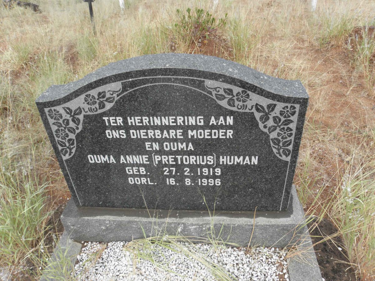 HUMAN Annie nee PRETORIUS 1919-1996