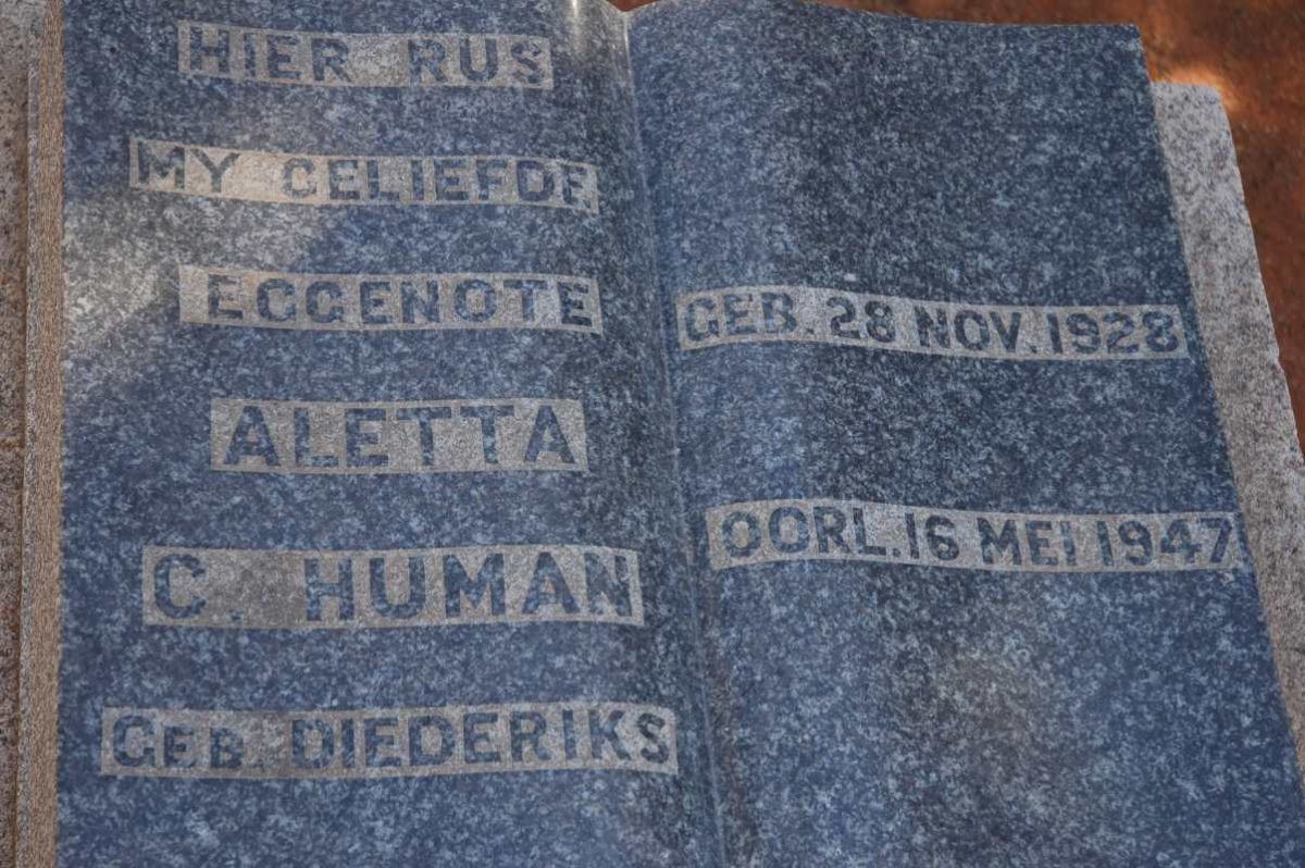 HUMAN Aletta C. nee DIEDERIKS 1928-1947