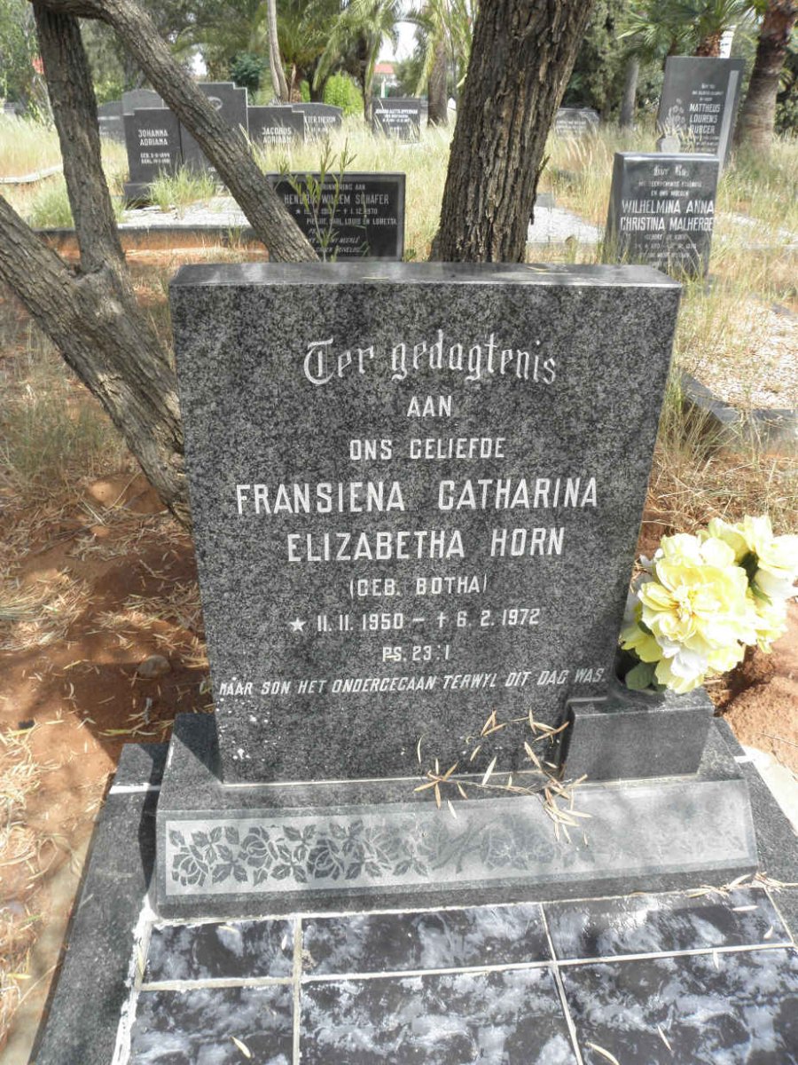 HORN Fransiena Catharina Elizabetha nee BOTHA 1950-1972