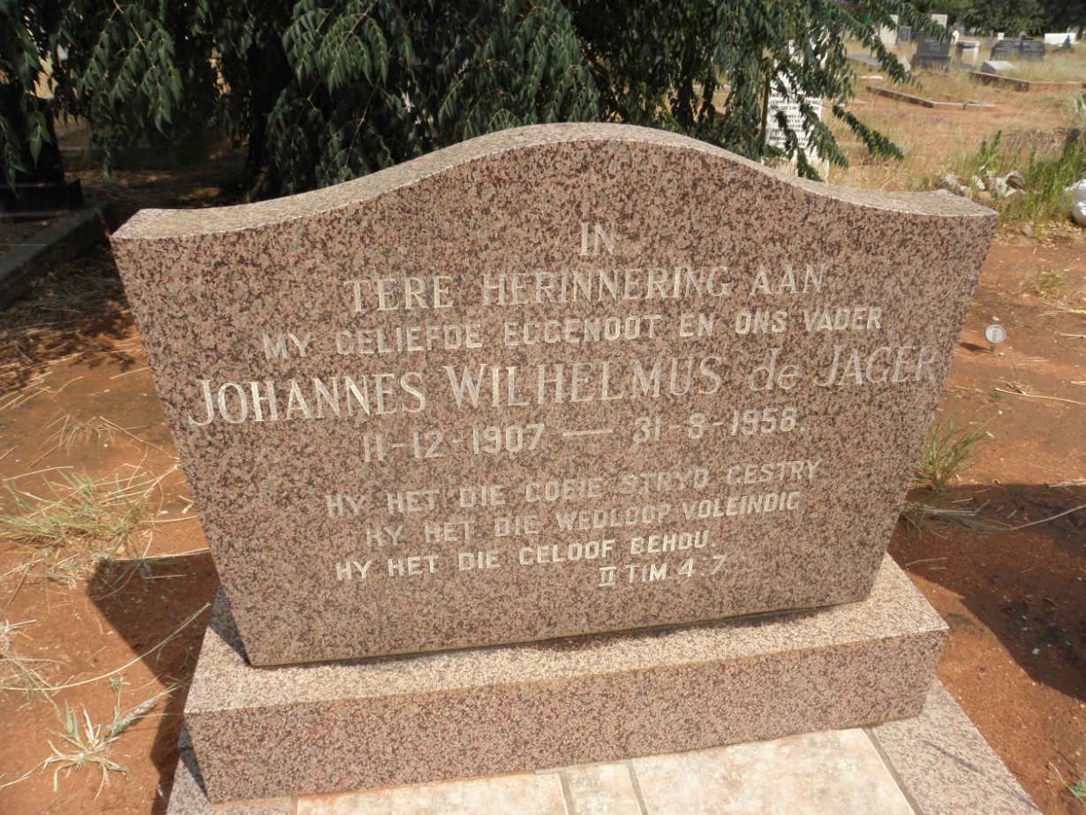 JAGER Johannes Wilhelmus, de 1907-1958