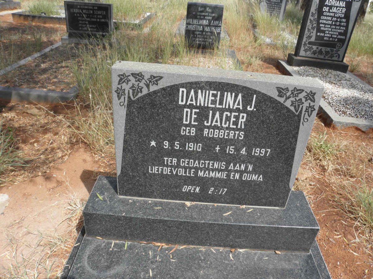 JAGER Danielina J., de nee ROBBERTS 1910-1997