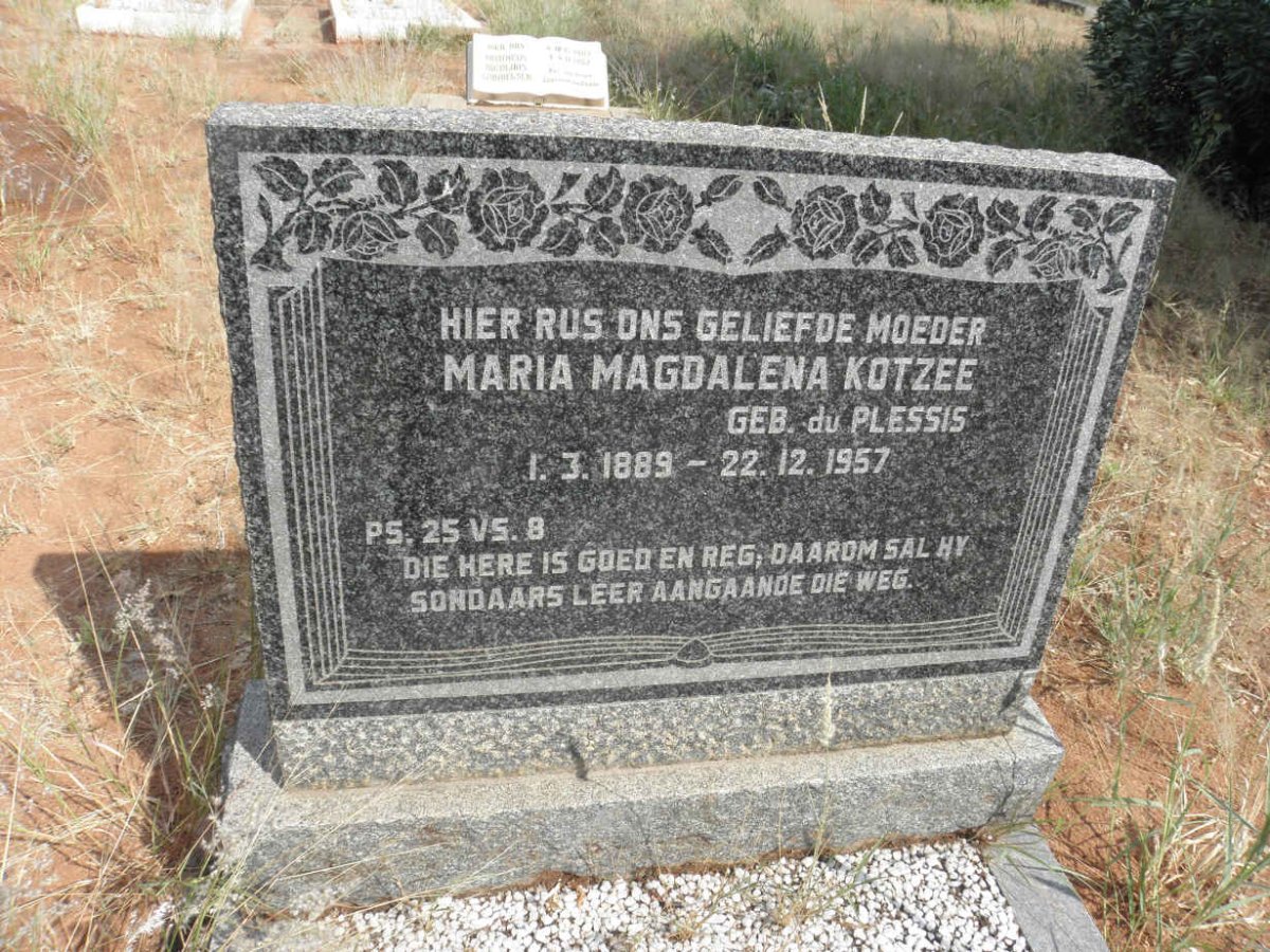KOTZEE Maria Magdalena nee du PLESSIS 1889-1957