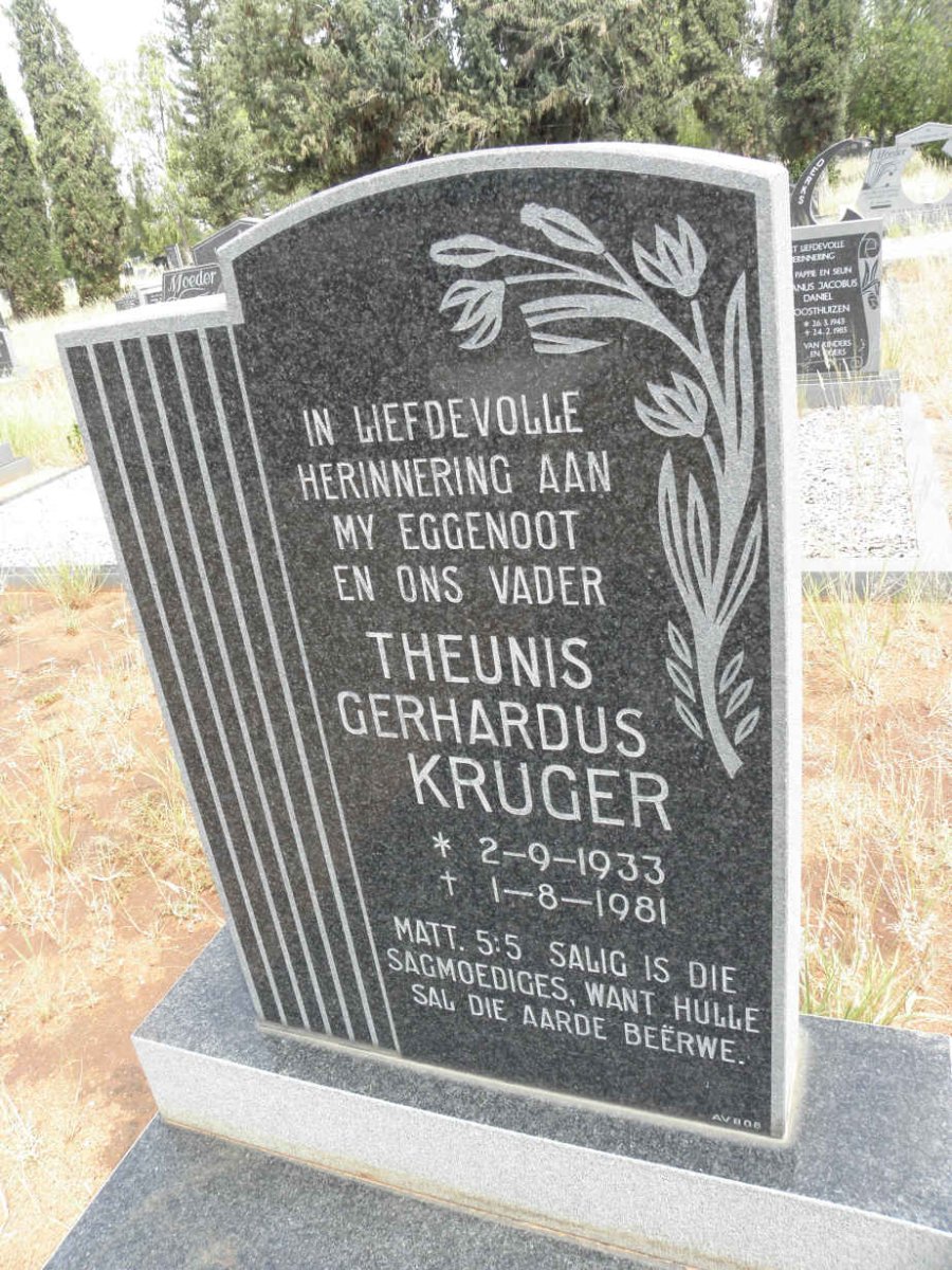 KRUGER Theunis Gerhardus 1933-1981