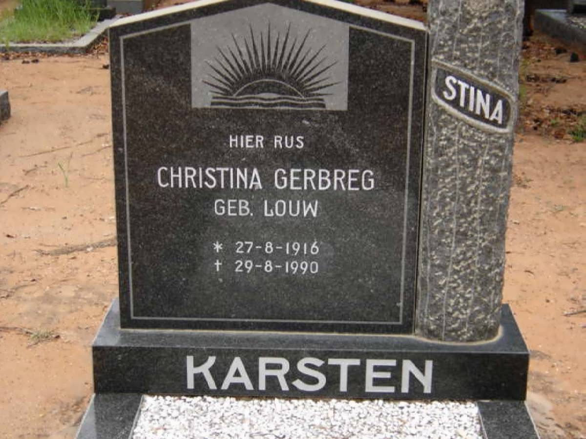 KARSTEN Lodewickus Christiaan Daniel 1907-1969 &amp; Christina Gerbreg LOUW 1916-1990
