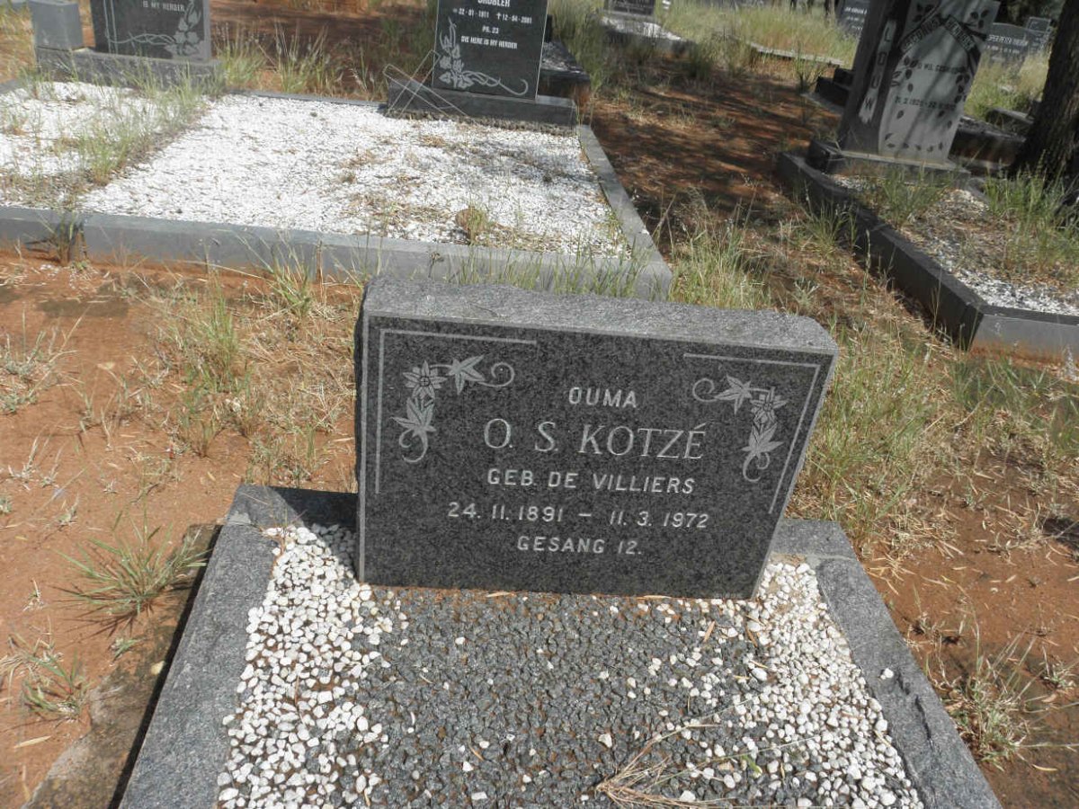 KOTZE O.S. nee de VILLIERS 1891-1972