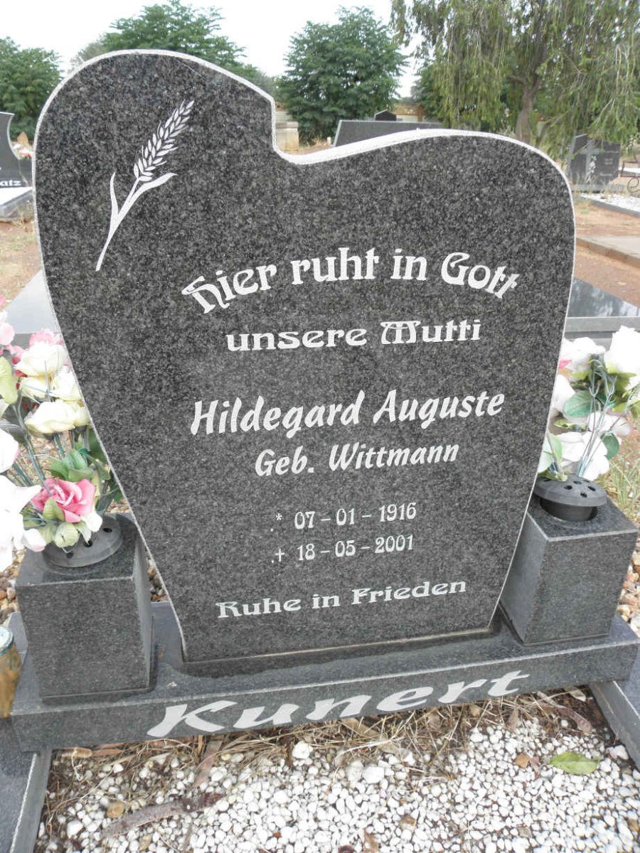 KUNERT Hildegard Auguste nee WITTMANN 1916-2001