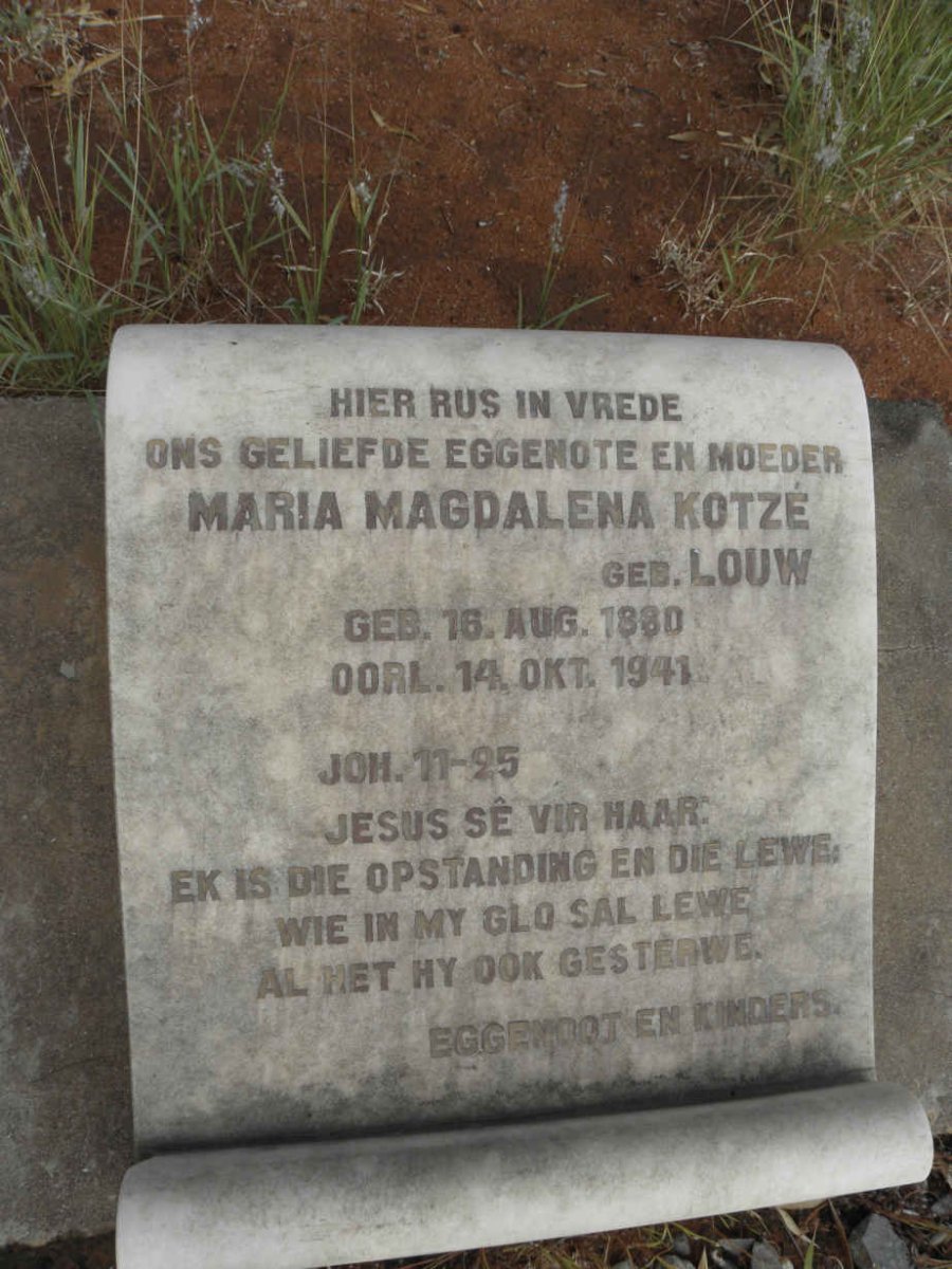 KOTZE Maria Magdalena nee LOUW 1880-1941